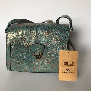 Patrician Nash Tooled Metallic Forest Over The Shoulder Purse